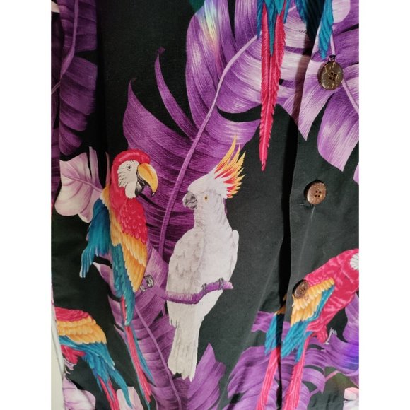 Paradise on a Hanger Men's Hawaiian 100% Cotton Shirt Parrots Aloha Size LARGE - Picture 4 of 5